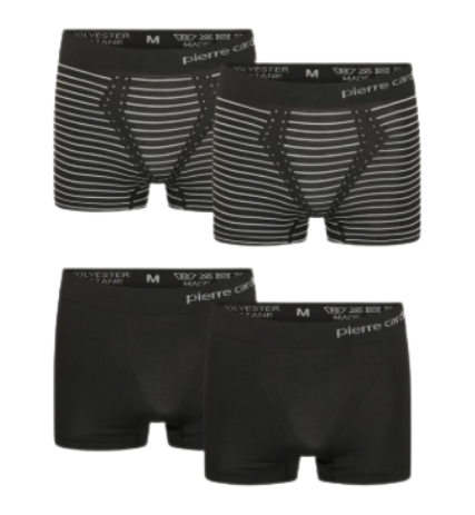 Lot de 4 boxers pour homme Pierre Cardin - Sans coutures - Moulants - Rayures noires - Taille L