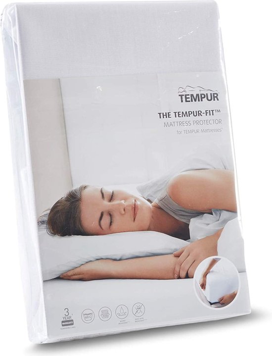 Home by TEMPUR - Protège-matelas et drap-housse - 140 x 210-220 x 25 cm - blanc & TENCEL Lyocell - imperméable et rafraîchissant - protection 2-en-1 et anti-acariens