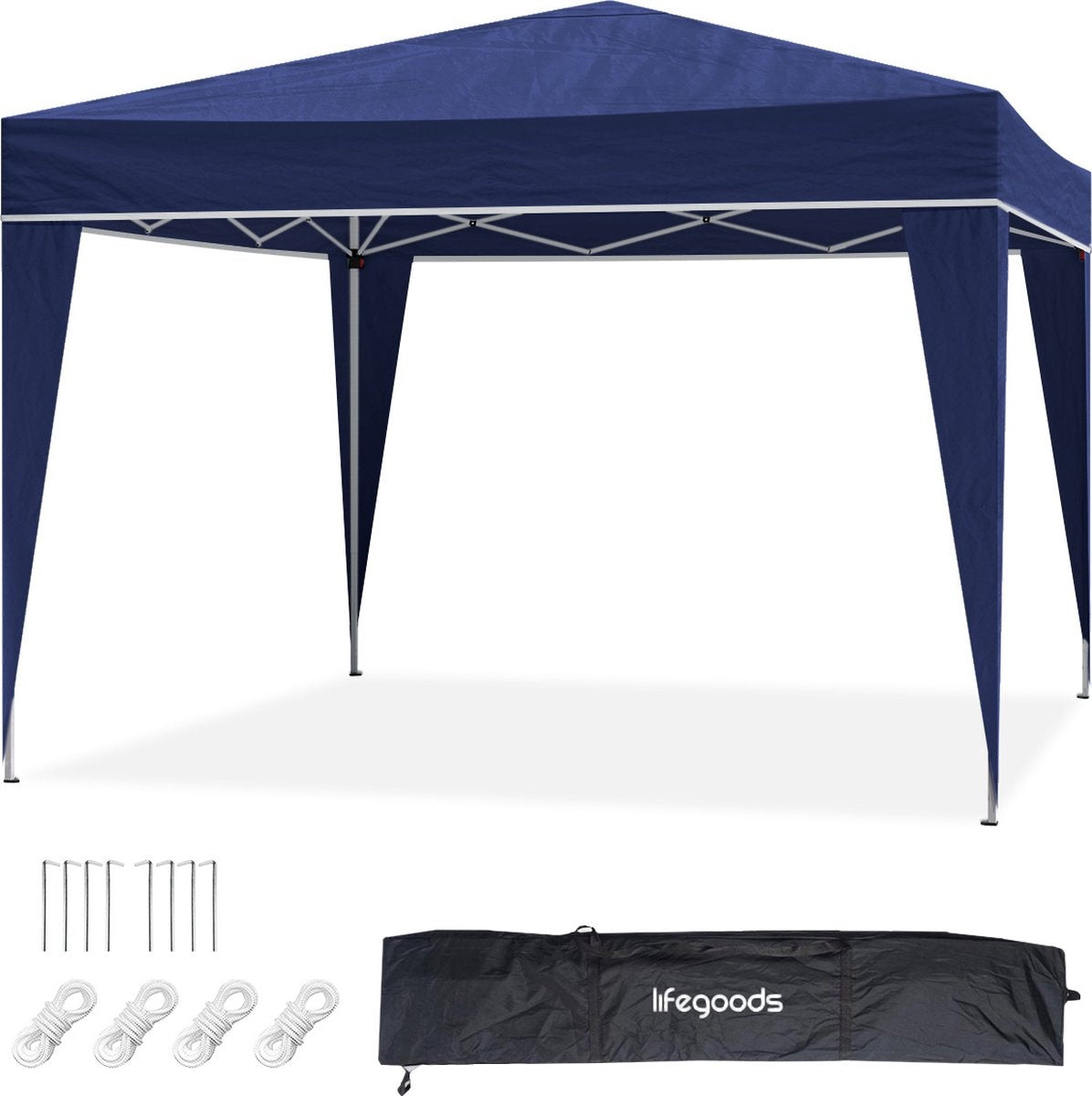 Tonnelle de jardin - LifeGoods - 3x3 m - Pavillon - Pliable - Imperméable - Avec sac de transport - Bleu