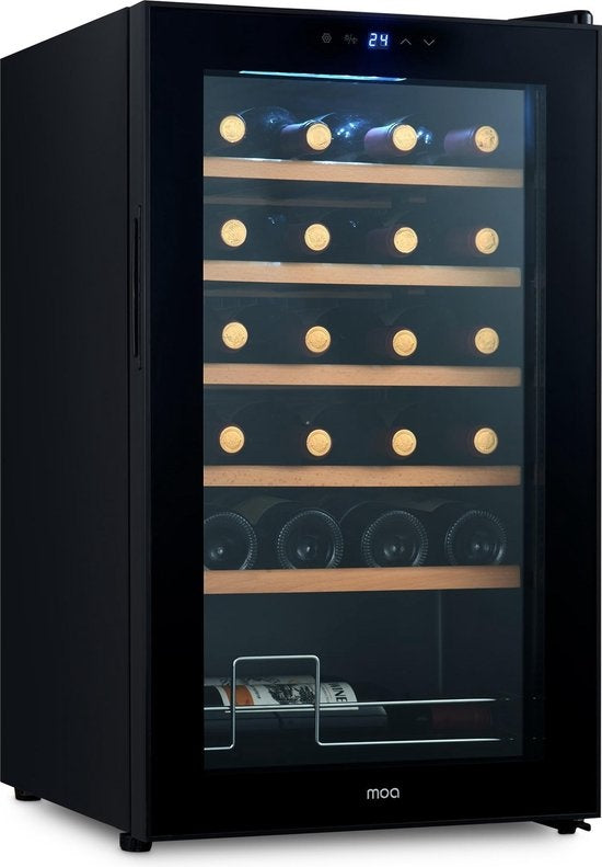 MOA WC70 - Réfrigérateur à vin avec compresseur - Etagères en bois - Refroidisseur à vin - 24 bouteilles - Refroidisseur à vin