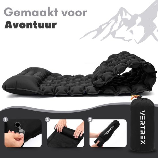 Vertrex Inflate-X1 Matelas de couchage avec pompe intégrée - Airbed - 1 personne - Night Black