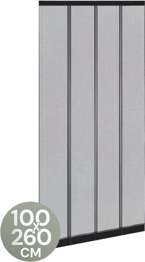 O'DADDY® Fly Curtain Slat Screen - 100x260 cm - Rideau de porte - Porte - Design ajustable - Fibre de verre - Moustiquaire de porte noire