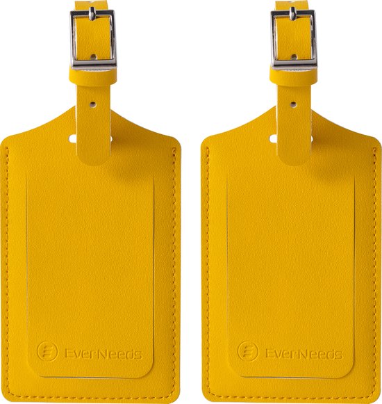 Etiquettes de bagage pour valises - EverNeeds - Cuir PU - 2 pièces - Jaune