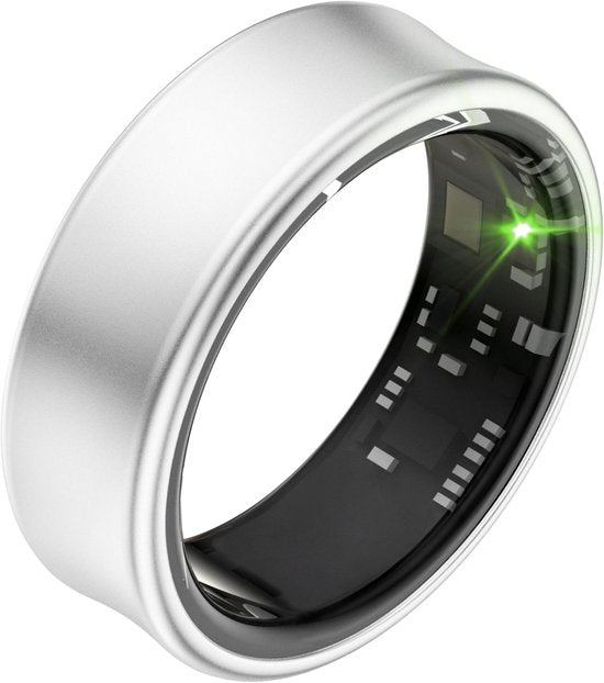Focus® S2 Smart Ring - Argent - Taille 9 - AI Coach - Fréquence cardiaque - Cycle menstruel - Moniteur de sommeil - Score de récupération - Smart Ring - Performance sportive - Podomètre - Étanchéité IP68 - Mesure de l'O2 - Femmes - Hommes - Wearables - Ét
